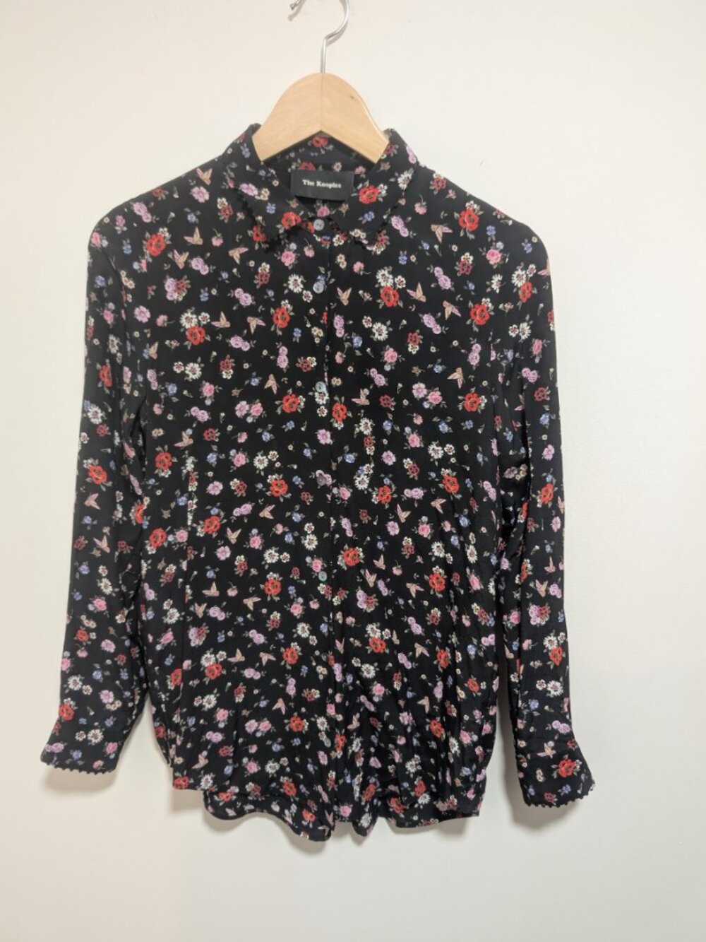 The Kooples | Mix Flowers Silk Crepe De Chine Blouse In Black